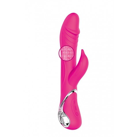 Розовый вибратор-ротатор N 40 RECHARGEABLE DUO VIBRATOR - 23 см.